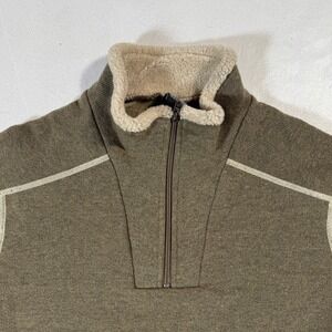 Kuhl 1/4 Zip Fleece Men's Medium Pullover Khaki Sherpa Lined Collar